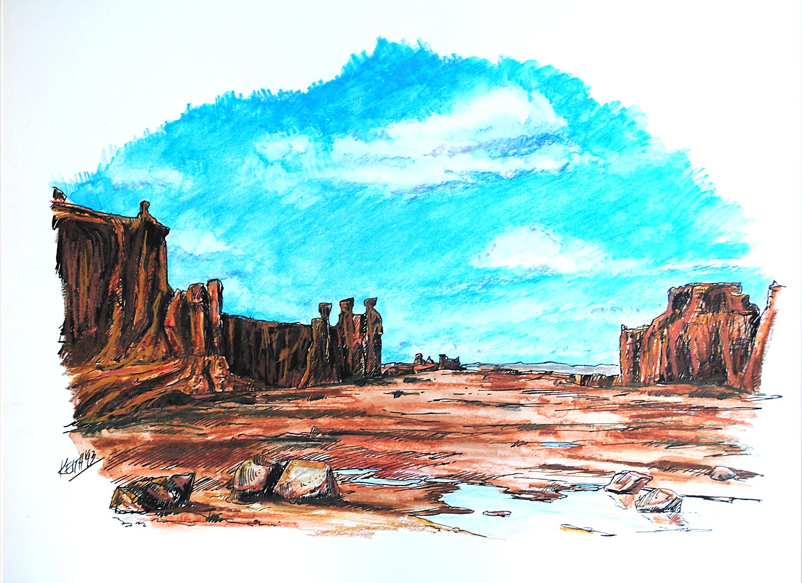 #12-The 3 Gossips, Arches National Monument 12FEB93 ©1993 by Ken Gilliland