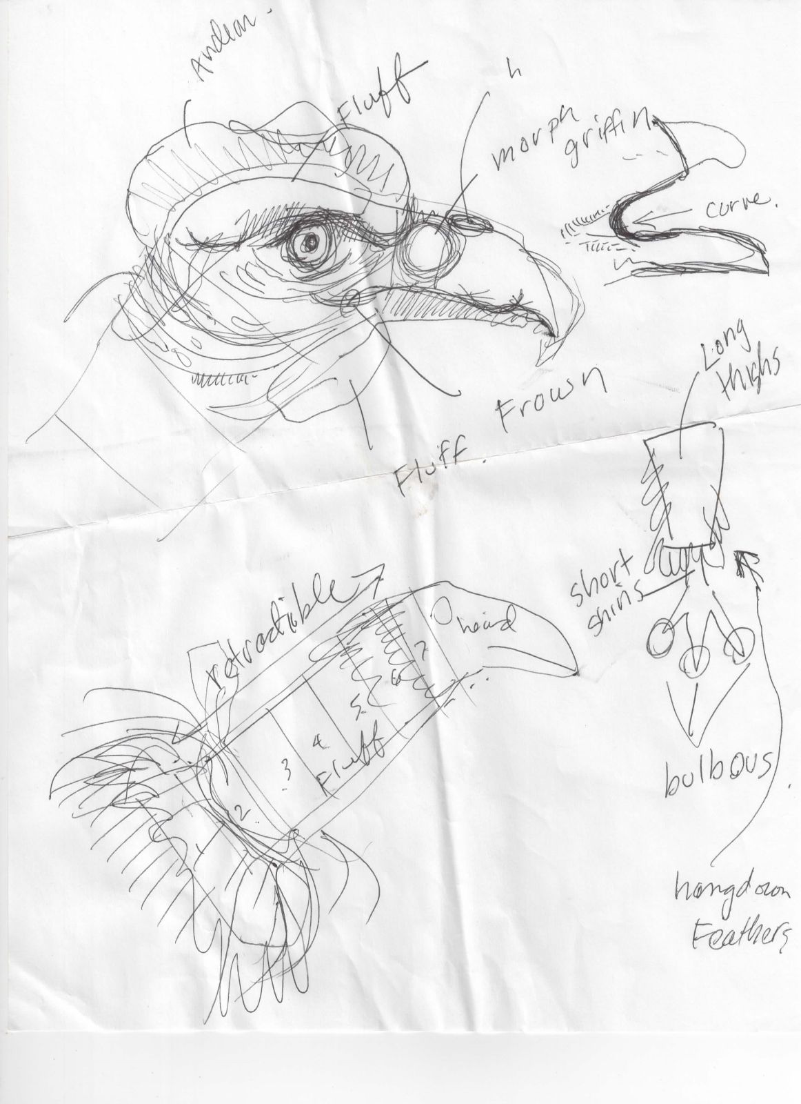 Vulture model sketches ©2015 by Ken Gilliland